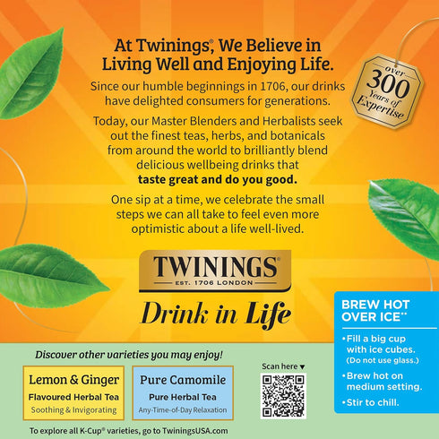24 Count (Pack 1), 100% Twinings Pure Peppermint Herbal Tea K-Cup Pods for Keurig, of Made with Pure Peppermint