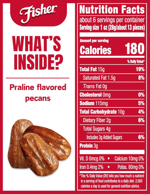 5.5 oz (Pack 1), Mammoth Fisher Snack Praline Pecans, of Resealable Pouch, Candied Pecans, Perfect for Gifting