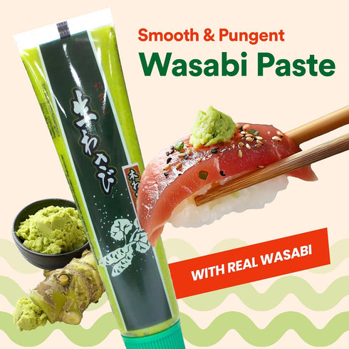 Wasabi-O Real Wasabi Paste - Authentic Japanese Fresh Wasabi Root, Mild Heat, Squeeze Tube for Sushi and Seafood