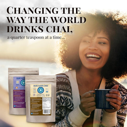 265 8 Blue Lotus Chai Golden Masala Chai with Turmeric and Maca - Makes Cups Just Add Hot Water, No Steeping, No Gluten