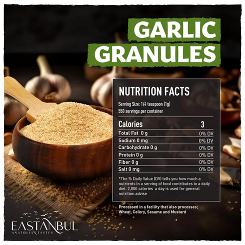 1.2lb, Eastanbul Granulated Garlic, Premium Turkish Garlic Granules, Perfect Mediterranean Seasoning for Cooking