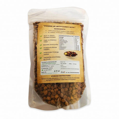 17.6 Oz (500g) Jiaz Enterprises Kala Chana (Desi Chickpeas Chana with skin) ~ Black Chickpeas | All Natural | Gluten
