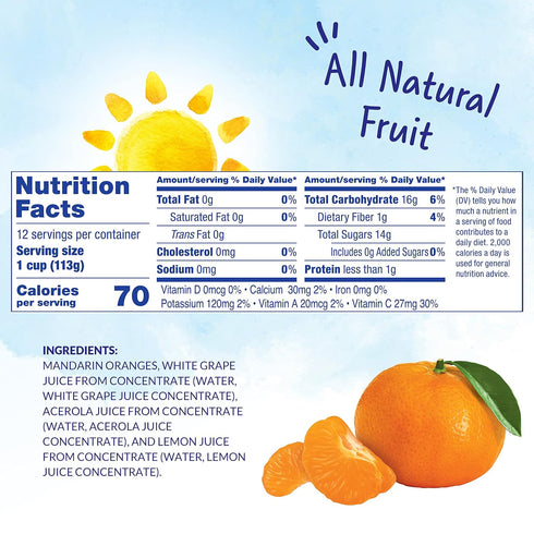 100% 4oz (Pack 24) Dole Fruit Bowls Mandarin Oranges in Juice Snacks, Gluten & Dairy Free, Bulk Lunch Snacks for Kids