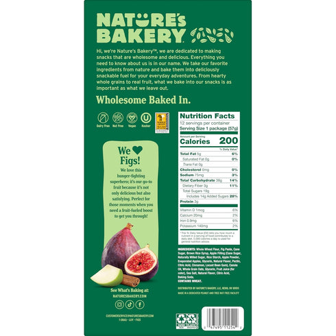 1 12 Packs (12 Packs) Nature's Bakery Whole Wheat Fig Bars, Apple Cinnamon, Real Fruit, Vegan, Non-GMO, Snack Bar, Box