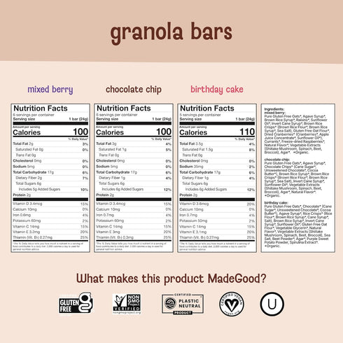 Pack (37 Count) MadeGood Healthy Snacks Variety Organic Granola Bars, Granola Bites, Morning Bars