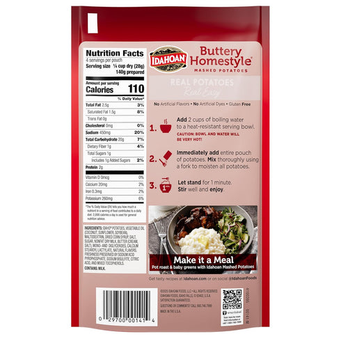 4 oz (Pack 12) Idahoan Buttery Homestyle Mashed Potatoes
