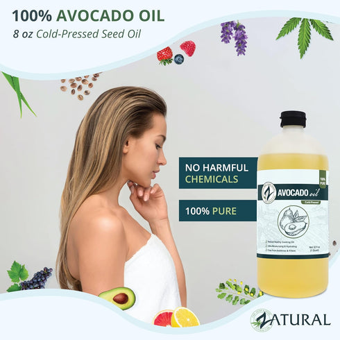 100% (32 Zatural Avocado Oil Pure Natural without Additives, Clean, Cold Pressed, Non-GMO, Vegan: For Cooking, Frying