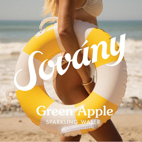 12 oz, 12 Pack Sovny Sparkling Water, Green Apple, Seltzer Water Drinks, USDA Organic, Made With Real Fruit, Non-GMO
