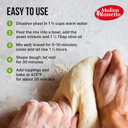 Rossetto 17.6 oz (500 (Pack 1) Molino Organic Pizza Dough Mix with Active Dry Yeast - Healthy Pizza Crust or Bread