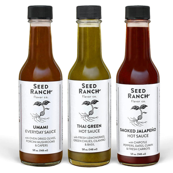 Seed Ranch Hot Sauce Variety Bundle, 3 Pack - Umami Everyday Sauce,