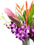 Generic Fresh Orchids and Tropical Flower Bouquet, Purple Orchids, Red Ginger, Heliconia, Mixed Foliage, Hawaiian
