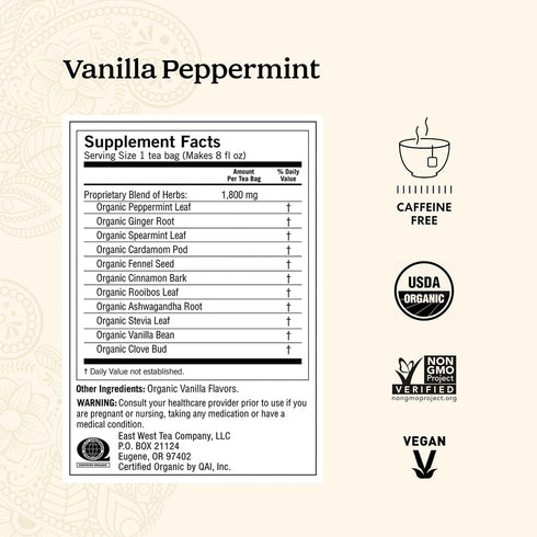 16 Pack (4 Packs) Yogi Tea Vanilla Peppermint - Bags per - Herbal Peppermint Vanilla to Support Healthy Digestion