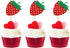 36 Pack Red Strawberry Cupcake Toppers, Strawberry Theme Picks for Birthday Wedding Baby Shower Summer Garden Party