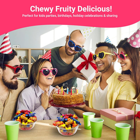 2 140 5 Fruit Chews Candy - Pounds Bulk Bag (Approx. Pieces), Fruit Chews Rolls, Assorted Flavors, Soft & Fruity Taffy