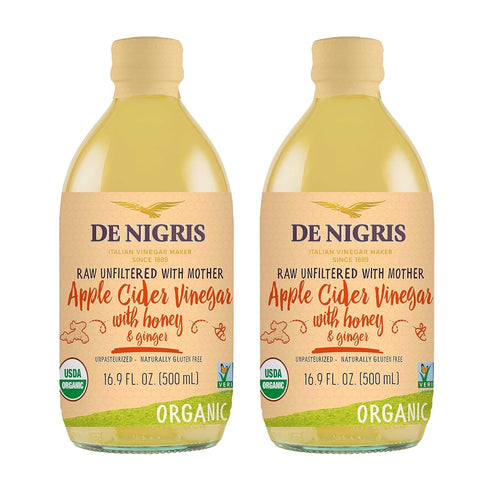 De Nigris Organic Apple Cider Vinegar With Honey & Ginger, Raw &