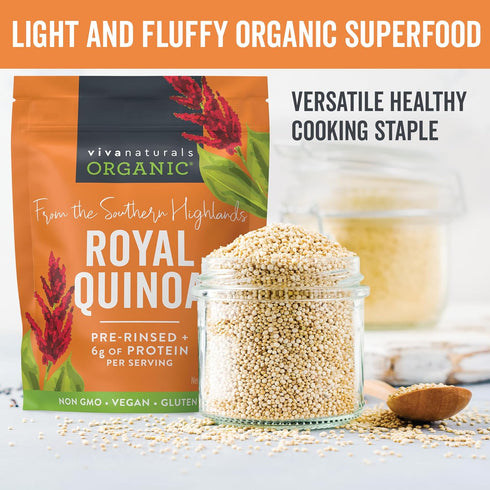 4 lb Viva Naturals Organic Quinoa, Pre-Washed Whole Grain, Plant Protein, USDA Organic, Gluten-Free, Non-GMO, Vegan