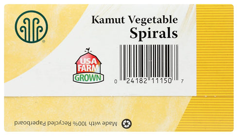 12 oz, 100% Eden Organic Kamut Vegetable Spirals, Whole Grain, Non-GMO