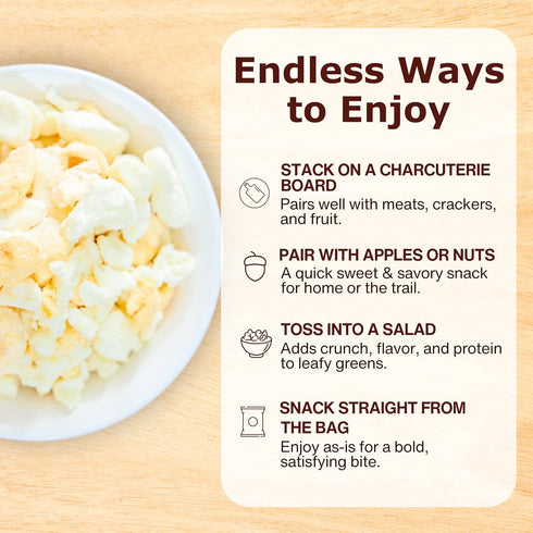 EverlastingEats 5 Oz Freeze Dried Cheese Curds White & Yellow Wisconsin Cheddar Curd Bites, Keto-Friendly, High Protein
