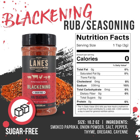 Lane's Blackening Seasoning for Fish, 10.2 oz - Handcrafted for Chicken, Beef, Seafood & Steak