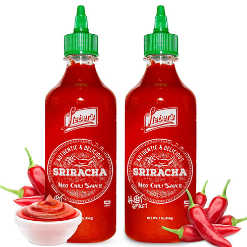 Lieber's Sriracha Hot Chili Sauce, Authentic, Non-GMO, Gluten-free, Vegan, 1 lb (Pack of 2)