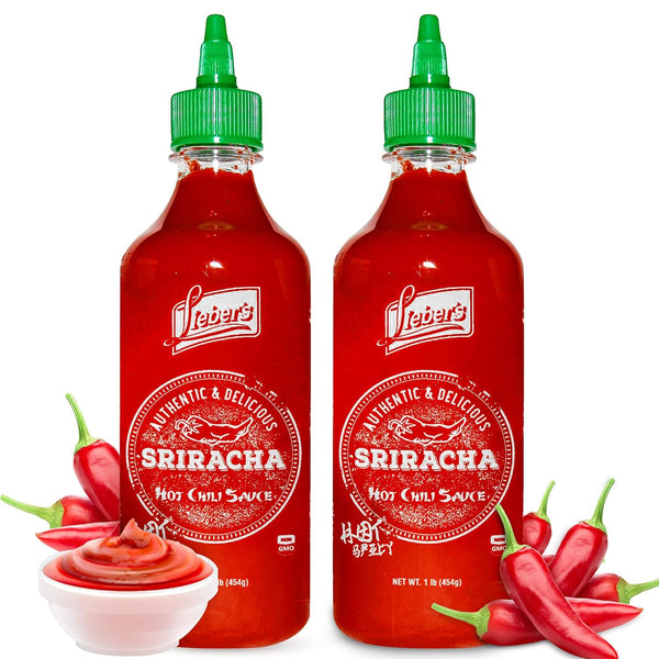 Lieber's Sriracha Hot Chili Sauce, Authentic, Non-GMO, Gluten-free, Vegan, 1 lb (Pack of 2)
