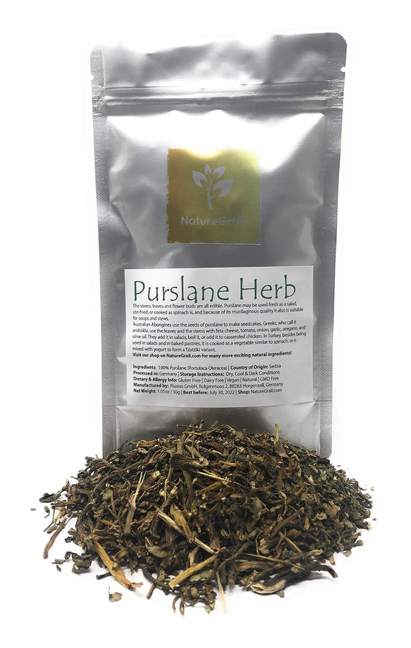 Purslane Herb - Dried Vegetable Similar to Spinach, 100% Purslane (Portulaca Oleracea) - Net Weight: 1.05oz / 30g