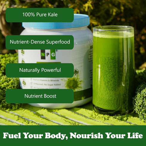 32 Oz (2 LB), 100% 907 NPG Freeze-Dried Kale Powder Pure, servings, Non-GMO, Superfood powder, No Sugar Added, Raw