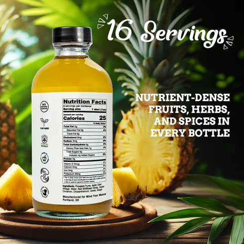 16 8oz Fire Brew Premium Shrub Roasted Pineapple Shrub | Concentrated Servings of the Healthiest Organic Ingredients