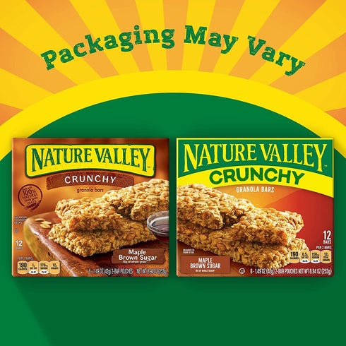 12 8.9 OZ (6 Nature Valley Crunchy Granola Bars, Maple Brown Sugar, Bars, Pouches)