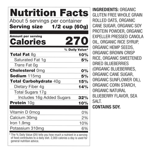 10g 10 Oz Oatsome Blueberry Protein Granola, Protein, Gluten Free, Made with Whole Grain Organic Oats, Real