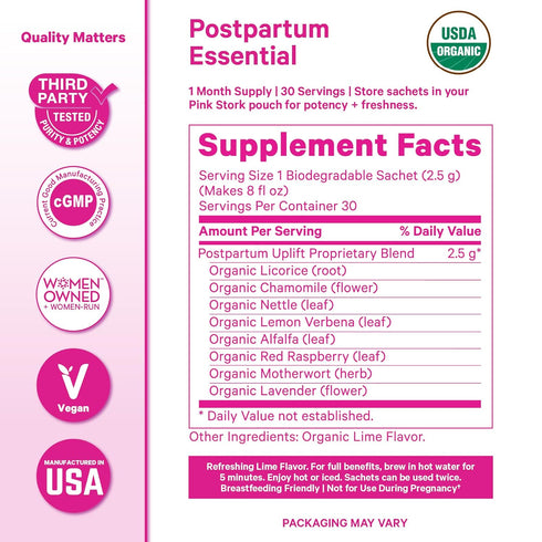 15 Pink Stork Postpartum Uplift Mood Support Tea: Hormone Balance for Women After Pregnancy, Chamomile Tea with Red