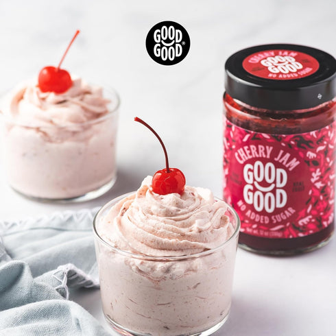 12oz 330g (Pack 2) GOOD GOOD Cherry Jam - No Added Sugar - Low Calorie - Gluten Free and Vegan - Diabetic and Keto