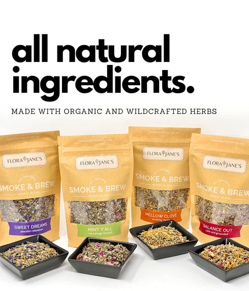 1 Oz Herbal Blend for Smoke and Tea - Smoke & Brew Mellow Clove for Soothing Clarity - Clove, Ginko Leaf and Calendula