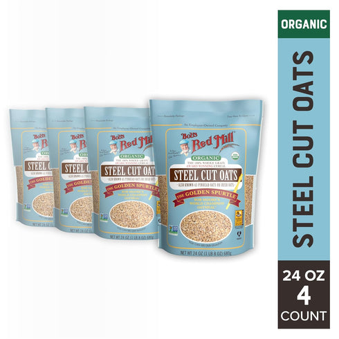 24oz (Pack 4) Bob's Red Mill Organic Steel Cut Oats, of - Non GMO, Whole Grain, Vegan, Kosher