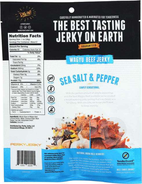 2.2 OZ PERKY JERKY Sea Salt & Pepper Wagyu Beef Jerky