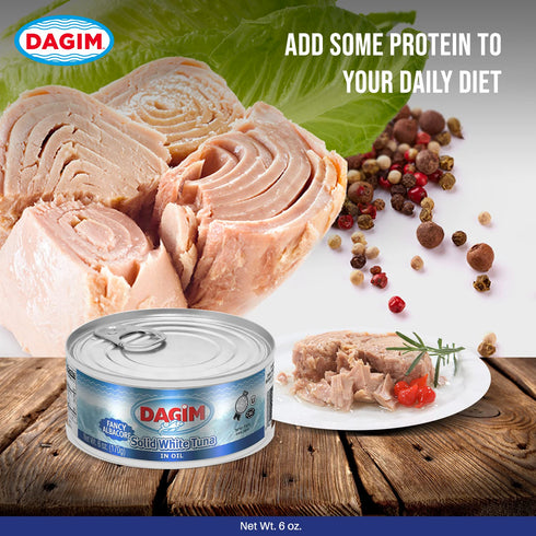Dagim Albacore 6 oz. Pack 8 Solid White Tuna in Oil Fancy Tuna Fish Can Kosher certified