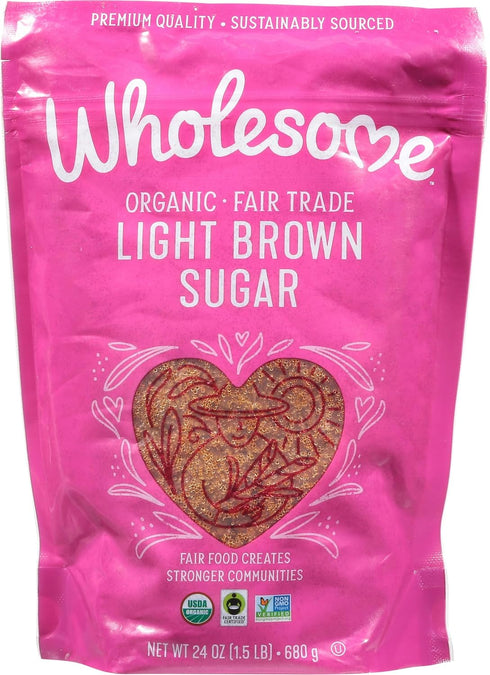 Wholesome Sweeteners 24-Ounce Organic Light Brown Sugar, Fair Trade, Non GMO, Gluten