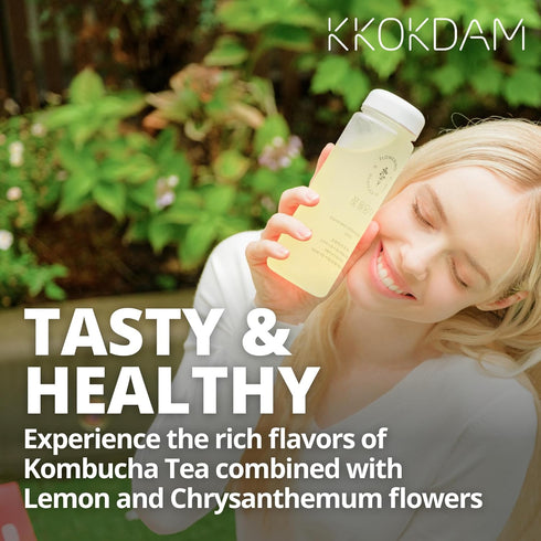 Pack 500g KKOKDAM Kombucha Tea - Lemon & Chrysanthemum Korean Tea - Kombucha Drinks Probiotic Support, Low Calorie