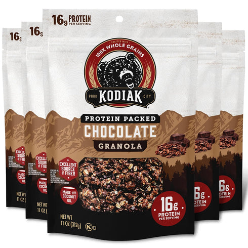 Kodiak Cakes Granola Pouch, Chocolate, High Protein, 100% Whole Grains (Pack of