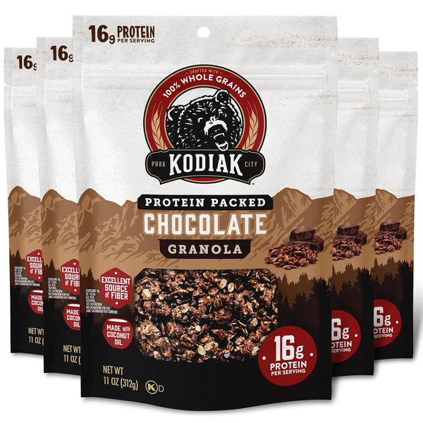 Kodiak Cakes Granola Pouch, Chocolate, High Protein, 100% Whole Grains (Pack of