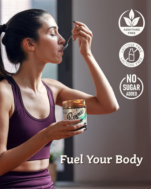 16 oz, Pack 1 Rawmio Chocolate Hazelnut Spread - Stone-Ground Choco Hazelnut Butter with Dietary Fiber, Iron, & Calcium