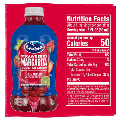 32 Oz (Pack 2) Ocean Spray Strawberry Margarita Cocktail Mixer, Drink Mixer Made with Real Fruit Juice, Fl Bottle