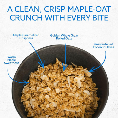 100% 10oz (1-Pack) Greek Goddess Gourmet Maple Oat Granola with Pure Maple Syrup, Coconut, Extra Virgin Olive Oil