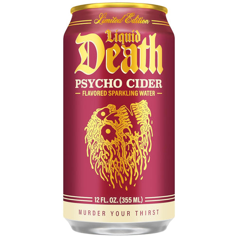 12 Oz (Pack 12) Liquid Death Soda-Flavored Sparkling Water - Psycho Cider (Apple Cinnamon), Less Sugar*, Huge Flavor