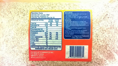 Yummmy 2 Lb (32 Oz), Quick Cooking Oatmeal, Kosher Certified, Hojuelas de avena