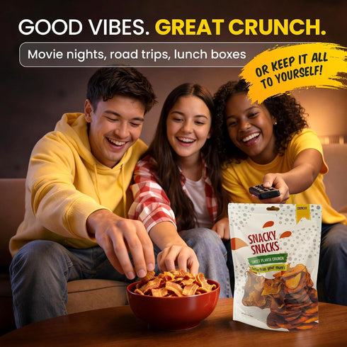 (6 Pack, Snacky Snacks - Sweet Planta Crunch, Naturally Ripe Sweet Plantain Chips Mini Snacks, Crispy Tropical Chips