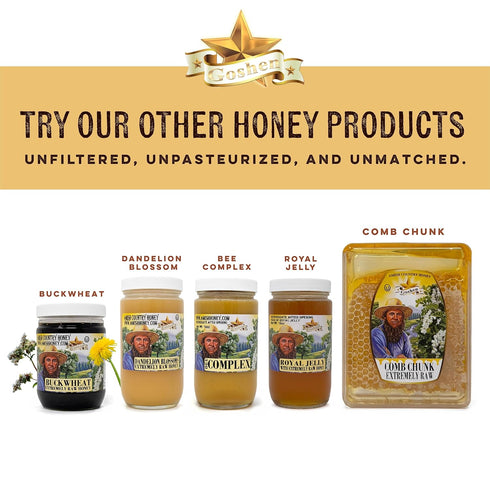 Country Wellbeing 16oz Goshen Amish Extremely Raw Acacia Honey - Unfiltered, Unprocessed, Pure & Natural - Harvested