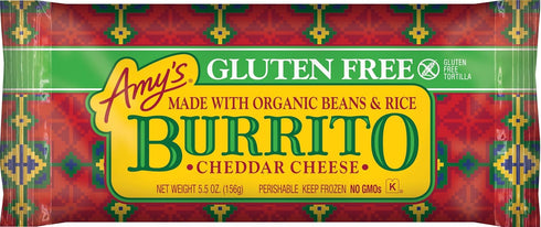 Amy's Frozen Meals, Cheddar Cheese Burrito with Beans and Rice, Gluten Free,