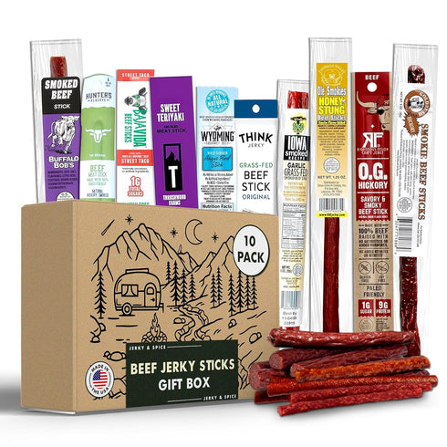 Jerky-n-Spice Ultimate Beef Sticks Gift Box (10-Pack) | Beef Jerky Gift Baskets