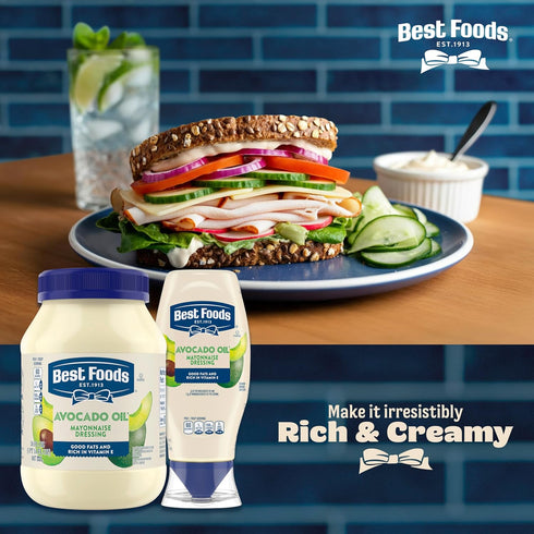 11.5 Oz Best Foods Mayonnaise Dressing Avocado Oil Simple Pleasure with Good Fats, Rich in Vitamin E Fl